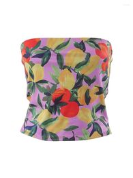 Women's Tanks Women S Floral Print Strapless Tube Top Y2K Sleeveless Off Shoulder Crop Going Out Bandeau Streetwear