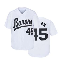 278M Men's Polos Bg Baseball Jersey Birmingham Barons 45 Jerseys Sports Outdoor Black White Stripe Sewing Embroidery Grey High-quality New