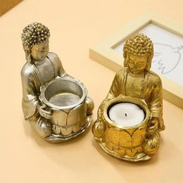 Candle Holders Meditating Buddha Resin Candlestick Zen Culture Buddhism Exquisite Yin-Yang Energy For Home Decoration