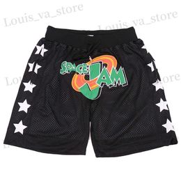 Men's Shorts Basketball Shorts SPACE JAM Sewing Embroidery High-Quality Outdoor Sport Shorts Beach Pants four pockets Black 2023 Mesh fabric T240408