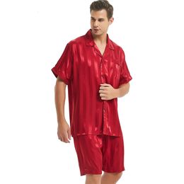 Mens Silk Satin Short Pyjamas Set Pyjama Pyjamas Set Sleepwear Set S M L XL 2XL 3XL 4XL 240326