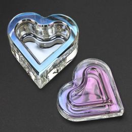 Liquids 1Pcs Heart Crystal Glass Acrylic Powder Liquid Nail Cup Colourful Clear Dish Lid Bowl Cup Holder Equipment Nail Art Tools