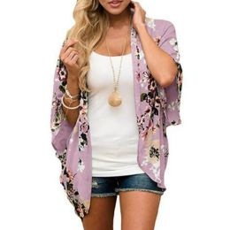 Stand Multicolors Women Chiffon Floral Kimono Cardigan Loose Half Sleeve Shawl Capes Boho Bohemia Print Cover Up Kimono Blouse S3xl