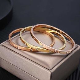 Designer charm Fashionable Luxury Carter Ten Diamond Titanium Steel Bracelet Wind 18k Gold Inlaid Non fading Womens