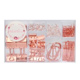 Gloves Bookmark Paper Clips Assorted Sizes Rose Gold Large Paper Clips and Binder Clips Set