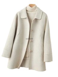 Trench feminina CAATS CAIXLILLING 2024 Autumn Winter Coat Women Women Woolen Jacket Korean Bedido de peito duplo de cashmere de cashmere de cashmere