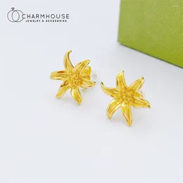 Stud Earrings Women's Gold Color Big Flower Charm Earing Brincos Femme Wedding Bridal Jewelry Accessories Party Gifts Bijoux