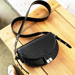 Drawstring Crossbody Bags For Women Leather Saddle Purses Luxury Bag Stone Pattern Flap Shoulder Female And Handbag