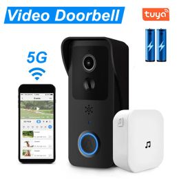 Doorbells Tuya Smart Video Doorbell 1080P Outdoor Wireless Door Bell Night Vision 2.4/5G WiFi Voice Intercom Door Phone Security Camera