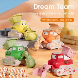 Childrens Windup Pull Back Car Cartoon Fun Toys Excavator Bulldozer Truck Engineering Boys Girls 3 Kids Gift 240407