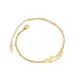 Titanium Steel Non fading 18K Gold Plated Double Layer Feet Chain for Women Double Layer Instagram Cool Wind Forest Love Heart Feet Chain