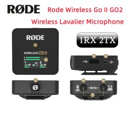 Microphones Rode Wireless Go II GO2 Wireless Lavalier Dual Channel Mic RX 2TX Transmission Microphone Accessories for Phone DSLR Cameras