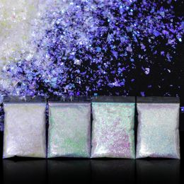 Decorations 4pc 50g Mermaid Chunky Iridescent Glitter Sequins Kit for Nail Art Decorations Design Ab Irregular Bulk Flakes Diy Manicure Tips