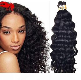 Deep Curly Wave Bulk Hair For Braiding 3Pcs Lot 150g Afro Deep Curly Wave Human Hair For Braiding Bulk No Attachment Crochet Braid8960674