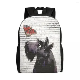 Backpack Custom Scottie Dog And Butterfly Men Women Fashion Bookbag For School College Scottish Terrier Bags
