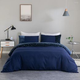 Bedding Sets Evich Navy Blue Set Of Bronzing Velvet Stitching 3Pcs Pillowcase And Quilt Cover Single Double Multi Size Bedclothes