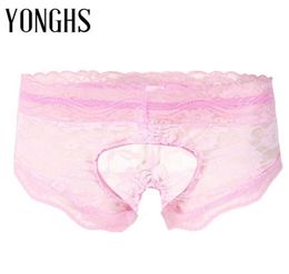 Women039s Panties Crotchless Sissy For Sex Erotic Lingerie Mens See Through Underwear Gay Male Thong Floral Pattern TBack Brie5025351