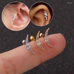 Stud Earrings 1pc Stainless Steel Fashion Cz Leaf Ear Studs Cartilage Earring For Women Star Flower Zircon Small Piercing Jewelry