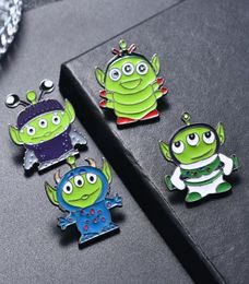 Three eyes Brooch alien cowboy astronaut cartoon metal jewelry multifunction anti light silk scarf Button Badge 7 colors4791634