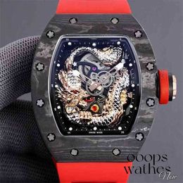 Luxury Top Quality Wristwatch Mechanical Watch Wristwatch Business Leisure Rm57-03 Fully Automatic Carbon Fiber Tape Men's Watches