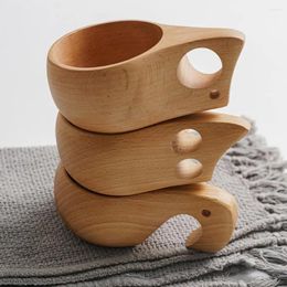 Mugs Handmade Convenient Japanese-Style Wood Coffee Mug Kitchen Supplies Tea Cup With Handle For Camping