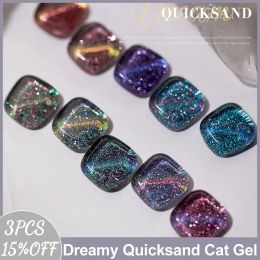 Gel MUSELUOGE 10color/set Dreamy Quicksand Cat Eye Gel Polish Gel Nails Polish 15ml Semi Permanent Soak Off Gel Magnetic Nail Polish