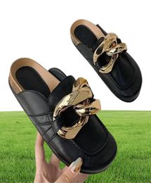 Slippers 2022 Summer Women Cork Women039s Big Gold Chain Platform Mules Sandals And Whole Flat Flip Flops2242880