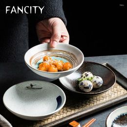 Bowls FANCITY Japanese-style Round Bowl With Small Feet Shallow Side Dish Seasoning Restaurant