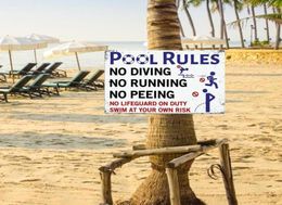 Pool Accessories Signs Rules Sign With Graphics Metal Vintage Road Tin Plates Decorative Plaque 12x8 YJ3442712