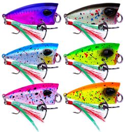 Short Popper Freshwater fishing Lure 4g 43cm Colourful ABS Plastic Mini Poper hard bait with tail hook2636988