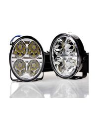 2PCS Universal 4 Led Round DRL Daytime Running Lights Car Fog Light Driving Lamp White Waterproof High Quality6599946