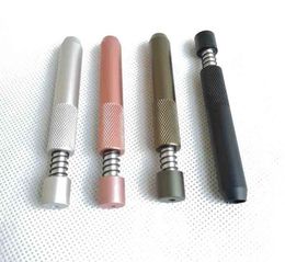 78mm length Metal one hitter spring bats smoking pipe Accessories Dugout Philtre Tips Snuff Snorter Dispenser Tube Straw Sniffer 4 3017280