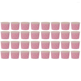 Disposable Cups Straws 100 Pcs Ice Cream Jelly Pudding Paper Dessert Cake Containers Go Food Lids