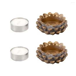Candle Holders 2 Pcs Pine Cone Holder Retro Candleholders Shaped Decor Decorations Household Adornment Resin Party Rustic
