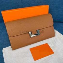 7A Quality designer purse women clutch wallet togo cowhide leather wallet single zipper wallets lady ladies long classical purse with orange box card size 22cm