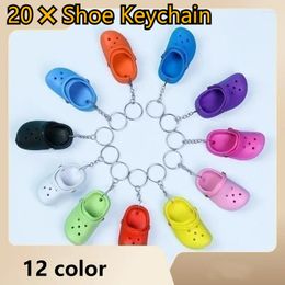 Keychains 20pcs Cute 3D Mini EVA Beach Hole Little Croc Shoe Keychain Girl Gift Bag Accessories Decoration Keyring Floating Charm