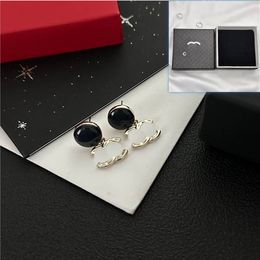 Classic Black Gold-Plated Earrings Designed Brand Designers For Elegant Women High Quality Earrings High-Quality Jewelry Pendant Style Earrings Box Birthday Party