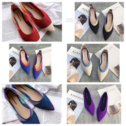 2024 Luxury Flat bottomed pointed ballet single shoes soft soled knitted maternity women boat shoe casual and comfortable