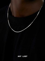 Snake Bone Chain 925 Pure Silver Mens Simple and Advanced Hip Hop Versatile Womens Square Clavicle Silver Necklace