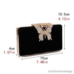 Evening Bags Women Evening Bags Butterfly Golden Day Clutch Rhinestones Shoulder Chain Party Holdr Handbags For Fashion Lady Purse