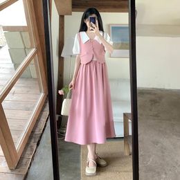 Party Dresses Big Yards Sense Of French Senior Female Xia Korean Versionfasten Niche Design Temperament Holiday Two Shirt Skirt Dress