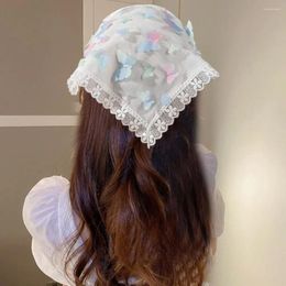 Scarves Multicolor Lace Headband Sweet Tassels French Pastoral Style Headscarf Po Props Spring Outing Hair Band Cosplay