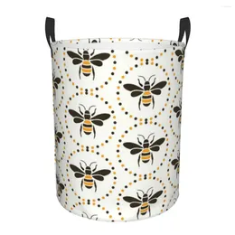 Laundry Bags Bee Insect Basket Collapsible Honeybee Clothes Hamper For Baby Kids Toys Storage Bin
