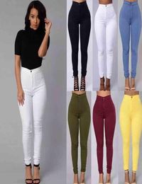 FT0711 Fashion Pencil Jeans Candy Colour Trousers Pants only Slim Women High Waist IN Stock1660322