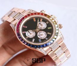 SGP factory rose gold luxury table 116595 rainbow division 7750 automatic mechanical watch case watchband using 316L refined ste3313704