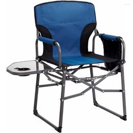 Camp Furniture Folding Camping Chair With Side Table Portable Outdoor Director Chairs Heavy Duty Quad Support 330 Lbs High Back