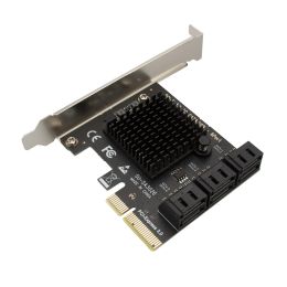 Cards PCIe to 2/4/6 Ports SATA 3 III 3.0 6Gbps SSD Adapter PCIe PCI Express Controller Board Expansion Card Support x4 x6 x8 x16 Port