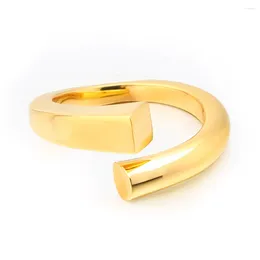 Cluster Rings Fashion Ring High Quality With Open Strip Mirror Polished 18K Gold Plated Colour For Woman.