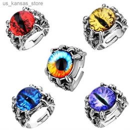 Cluster Rings Salonfang 2023 New Vintage Jewelry Ring Gothic Ring Neutral Punk Skull Rock Hip Hop Adjustable Gift Jewelry Evil Eye/Dragon Claw240408