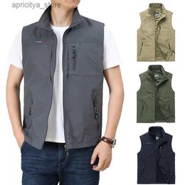 Outdoor Jackets Hoodies 7XL Summer New Mens Safari Fishing Vest Outdoor Work Quick-Dry Mesh Multi-pocket Hunting Hiking Military Sleeveless Jackets Men L48